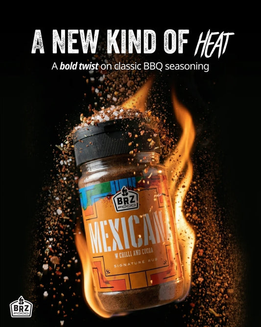 BRZ Food Mexicana Mexican Seasoning Rub with grilled brisket, chicken, vegetables and corn showcasing authentic Mexican inspired barbecue flavour. - Secondary view